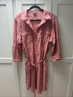 Duluth plaid  Button-Front Shirt Dress with belt. XXL NWOT